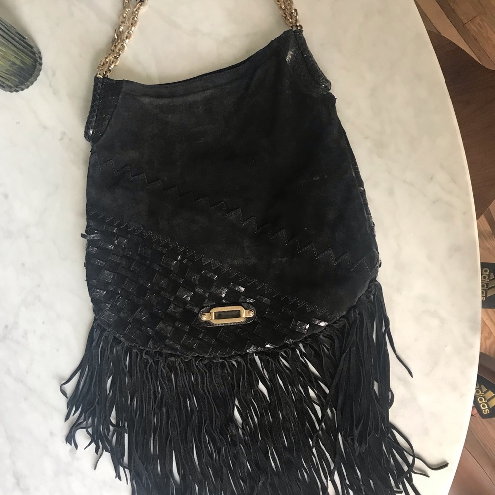 Jimmy choo kid suede and water snake black bag